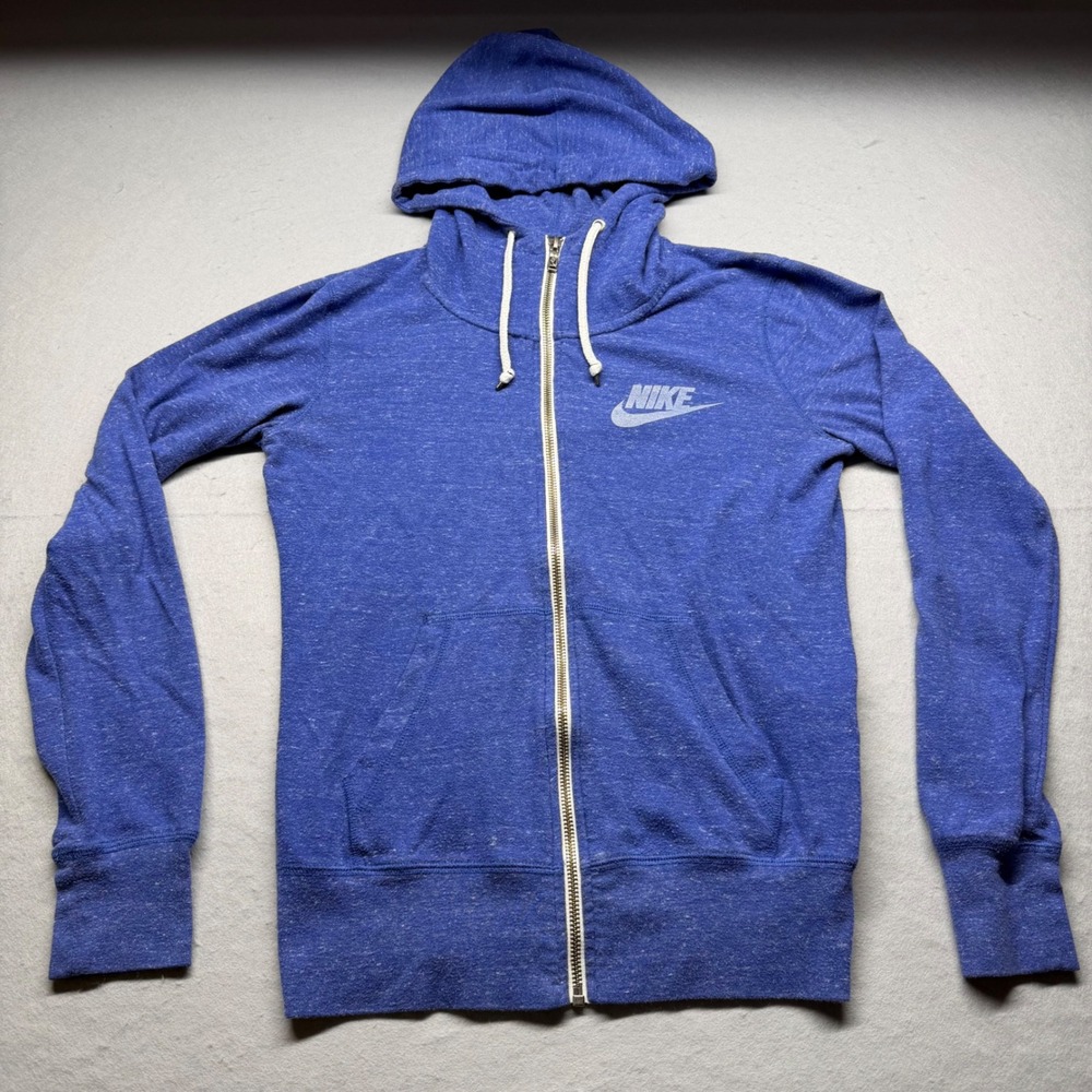 Nike Sportswear Gym Vintage Full Zip Hoodie Blue Heathered Womens Small